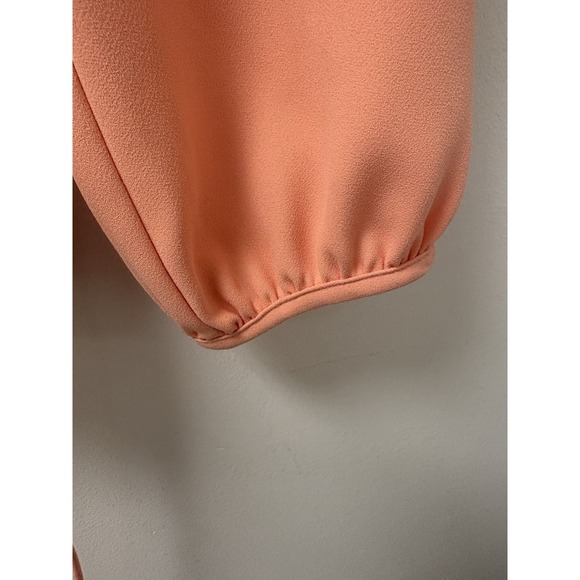 J. Crew Peach Faux Wrap Blouse w/Tie Size 12P Spring Office Careerwear Business - Picture 6 of 10